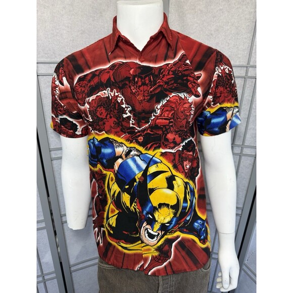 VTG 2002 Marvel Wolverine X-Men AOP Button Down Shirt Men’s L Y2K Comics - Picture 4 of 8